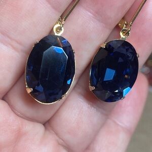 Elegant Gold and Blue Oval Earrings